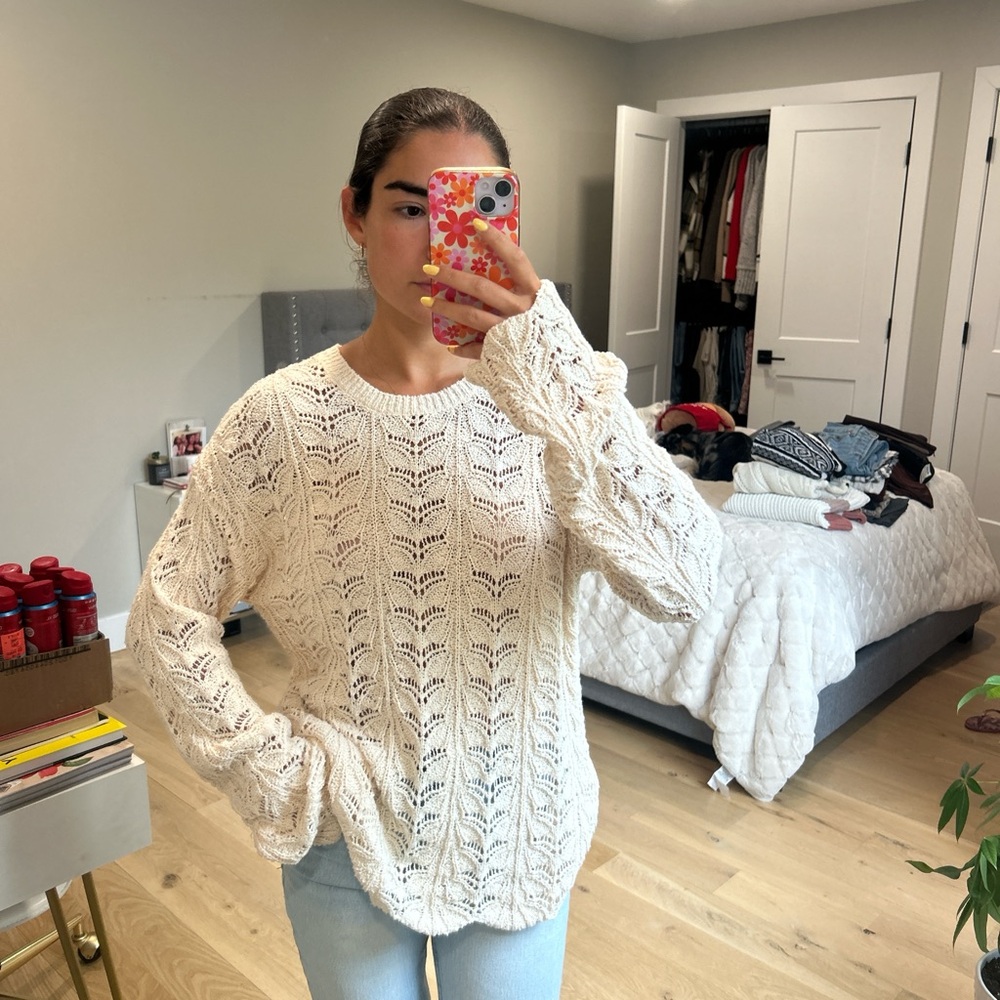 Mango Cream Cable Knit Sweater